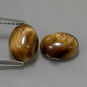 캐럿 천연 골드 브라운 Tiger's Eye 보석, 타원형 컷, 8.8×6.8 mm, 불투명체