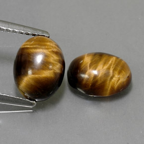 캐럿 천연 골드 브라운 Tiger's Eye 보석, 타원형 컷, 8.8×6.8 mm, 불투명체