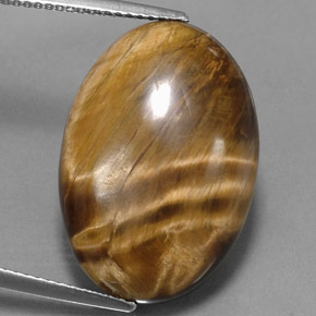 17.34캐럿 천연 골드 브라운 Tiger's Eye, 타원형 컷, 22.6×15.6 mm, 불투명체
