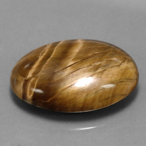 17.34캐럿 천연 골드 브라운 Tiger's Eye, 타원형 컷, 22.6×15.6 mm, 불투명체