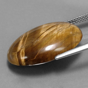 17.34캐럿 천연 골드 브라운 Tiger's Eye, 타원형 컷, 22.6×15.6 mm, 불투명체
