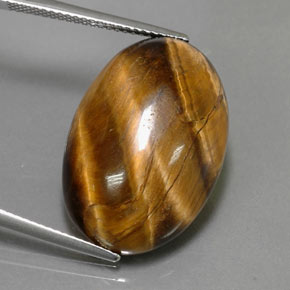 23.72캐럿 천연 골드 브라운 Tiger's Eye, 타원형 컷, 23.8×16.3 mm, 불투명체