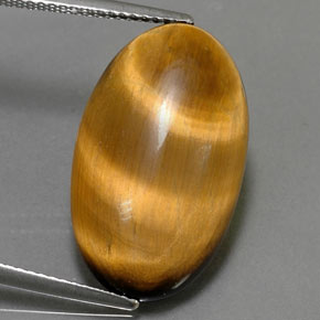 11.94캐럿 천연 골드 브라운 Tiger's Eye, 타원형 컷, 22.3×13.3 mm, 불투명체