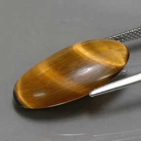 11.94캐럿 천연 골드 브라운 Tiger's Eye, 타원형 컷, 22.3×13.3 mm, 불투명체