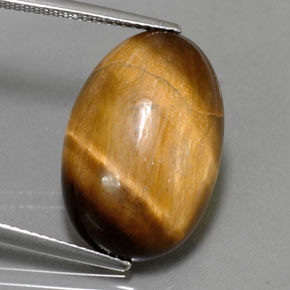 13.32캐럿 천연 골드 브라운 Tiger's Eye, 타원형 컷, 20.8×13.8 mm, 불투명체