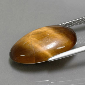 13.32캐럿 천연 골드 브라운 Tiger's Eye, 타원형 컷, 20.8×13.8 mm, 불투명체