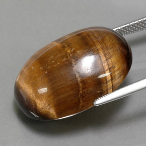 24.80캐럿 천연 골드 브라운 Tiger's Eye, 타원형 컷, 21.7×16.8 mm, 불투명체