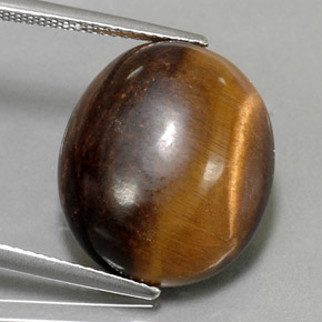 14.18캐럿 천연 골드 브라운 Tiger's Eye, 타원형 컷, 17.9×15.3 mm, 불투명체