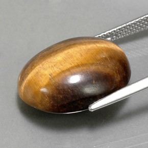14.18캐럿 천연 골드 브라운 Tiger's Eye, 타원형 컷, 17.9×15.3 mm, 불투명체