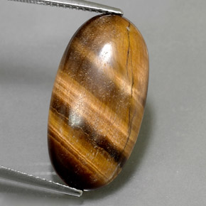 11.79캐럿 천연 골드 브라운 Tiger's Eye, 타원형 컷, 23.3×12.2 mm, 불투명체