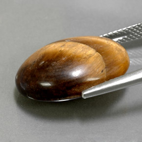 12.39캐럿 천연 골드 브라운 호랑이의 눈, 타원형 컷, 불투명체