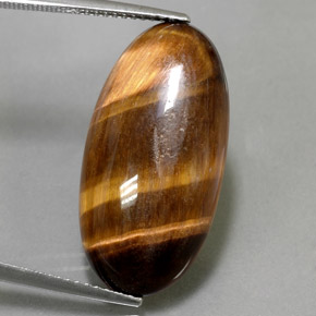 13.84캐럿 천연 골드 브라운 Tiger's Eye, 타원형 컷, 25.4×13 mm, 불투명체