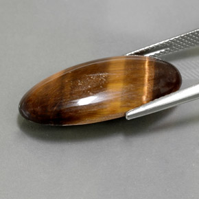 13.84캐럿 천연 골드 브라운 Tiger's Eye, 타원형 컷, 25.4×13 mm, 불투명체