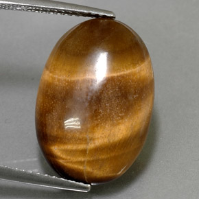 11.07캐럿 천연 골드 브라운 Tiger's Eye, 타원형 컷, 19.3×13.3 mm, 불투명체