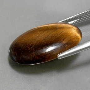 10.40캐럿 천연 골드 브라운 Tiger's Eye, 타원형 컷, 19.5×13.7 mm, 불투명체