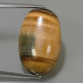 19.16캐럿 천연 골드 브라운 Tiger's Eye, 타원형 컷, 23.6×14.7 mm, 불투명체