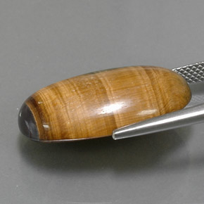 19.16캐럿 천연 골드 브라운 Tiger's Eye, 타원형 컷, 23.6×14.7 mm, 불투명체