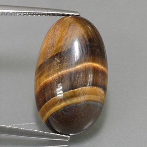 13.07캐럿 천연 골드 브라운 Tiger's Eye, 타원형 컷, 21.6×13 mm, 불투명체