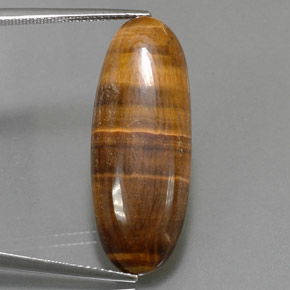 18.16캐럿 천연 골드 브라운 Tiger's Eye, 타원형 컷, 31.5×12.1 mm, 불투명체