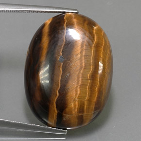 25.04캐럿 천연 골드 브라운 Tiger's Eye, 타원형 컷, 23.9×18 mm, 불투명체
