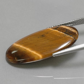 14.24캐럿 천연 골드 브라운 Tiger's Eye, 타원형 컷, 27.9×14.7 mm, 불투명체