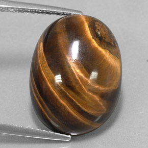 15.36캐럿 천연 골드 브라운 Tiger's Eye, 타원형 컷, 18.9×14 mm, 불투명체