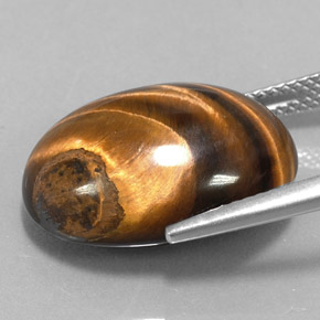15.36캐럿 천연 골드 브라운 Tiger's Eye, 타원형 컷, 18.9×14 mm, 불투명체