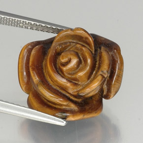 12.16캐럿 천연 진저브라운 Tiger's Eye, 멋진 모양, 16×14.5 mm, 불투명체