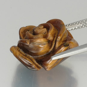 12.16캐럿 천연 진저브라운 Tiger's Eye, 멋진 모양, 16×14.5 mm, 불투명체