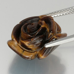12.19캐럿 천연 브라운 Tiger's Eye, 멋진 모양, 16.2×15.4 mm, 불투명체