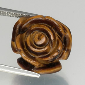 11.77캐럿 천연 웜 브라운 Tiger's Eye, 멋진 모양, 15.1×14.7 mm, 불투명체