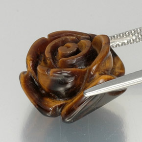 11.77캐럿 천연 웜 브라운 Tiger's Eye, 멋진 모양, 15.1×14.7 mm, 불투명체