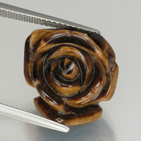 12.59캐럿 천연 골드 브라운 Tiger's Eye, 멋진 모양, 16×14.5 mm, 불투명체