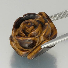 12.59캐럿 천연 골드 브라운 Tiger's Eye, 멋진 모양, 16×14.5 mm, 불투명체