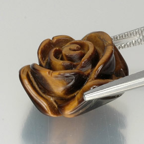 12.51캐럿 천연 골드 브라운 Tiger's Eye, 멋진 모양, 15.7×14.5 mm, 불투명체