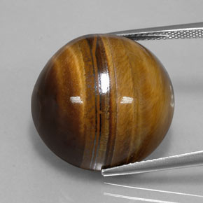 35.03캐럿 천연 미디엄 브라운 Tiger's Eye, 라운드 컷, 20.04 mm, 불투명체