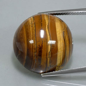 38.37캐럿 천연 골드 브라운 Tiger's Eye, 라운드 컷, 20.07 mm, 불투명체