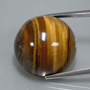 37.12캐럿 천연 골드 브라운 Tiger's Eye, 라운드 컷, 20.19 mm, 불투명체