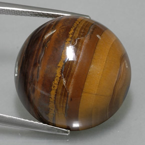 36.89캐럿 천연 골드 브라운 Tiger's Eye, 라운드 컷, 20.18 mm, 불투명체