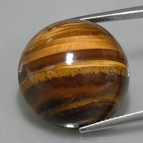 36.33캐럿 천연 골드 브라운 Tiger's Eye, 라운드 컷, 20.04 mm, 불투명체