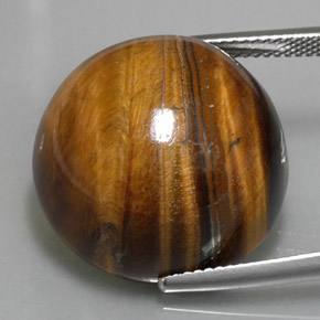 36.96캐럿 천연 골드 브라운 Tiger's Eye, 라운드 컷, 20.12 mm, 불투명체
