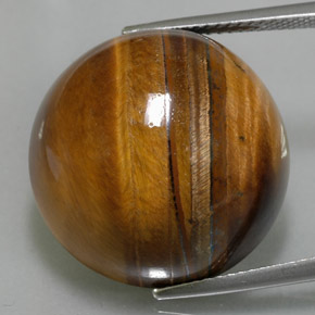 36.05캐럿 천연 골드 브라운 Tiger's Eye, 라운드 컷, 20.11 mm, 불투명체