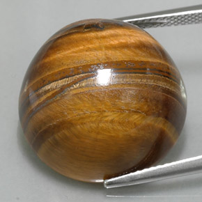 37.11캐럿 천연 진저브라운 Tiger's Eye, 라운드 컷, 20.05 mm, 불투명체