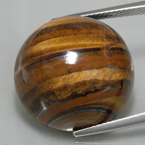 39.11캐럿 천연 골드 브라운 Tiger's Eye, 라운드 컷, 20.28 mm, 불투명체
