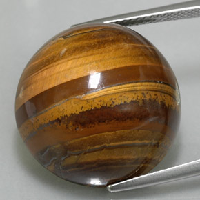 35.88캐럿 천연 골드 브라운 Tiger's Eye, 라운드 컷, 20.17 mm, 불투명체