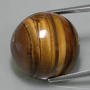 38.33캐럿 천연 골드 브라운 Tiger's Eye, 라운드 컷, 20.28 mm, 불투명체