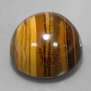 37.72캐럿 천연 골드 브라운 Tiger's Eye, 라운드 컷, 20.32 mm, 불투명체