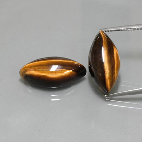 캐럿 천연 골드 브라운 Tiger's Eye 보석, 마퀴즈, 21.1×10.3 mm, 불투명체
