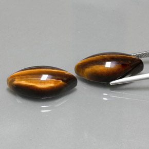 캐럿 천연 골드 브라운 Tiger's Eye 보석, 마퀴즈, 21.1×10.3 mm, 불투명체