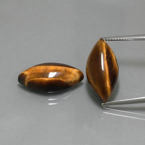 캐럿 천연 골드 브라운 Tiger's Eye 보석, 마퀴즈, 20.7×10.2 mm, 불투명체